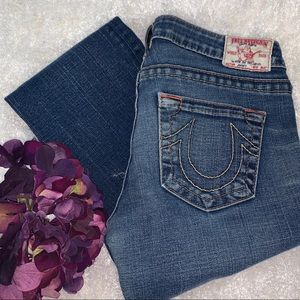 True Religion Distressed Bottom Hem Jeans Size 28